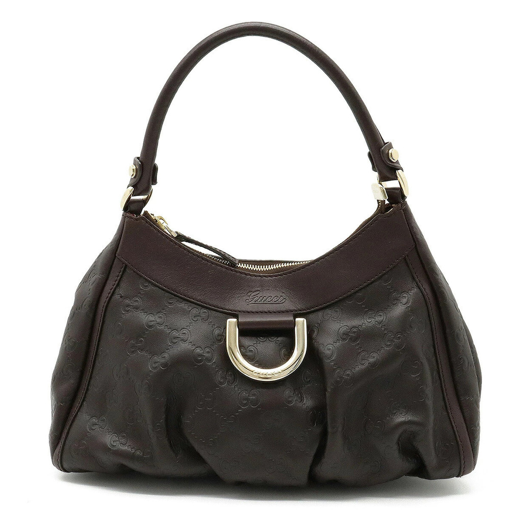 Gucci Guccissima Shoulder Bag Hobo Leather Dark Brown